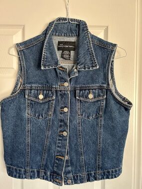 No Boundaries Denim Sleeveless Button-Up Vest in Blue *****XL Juniors